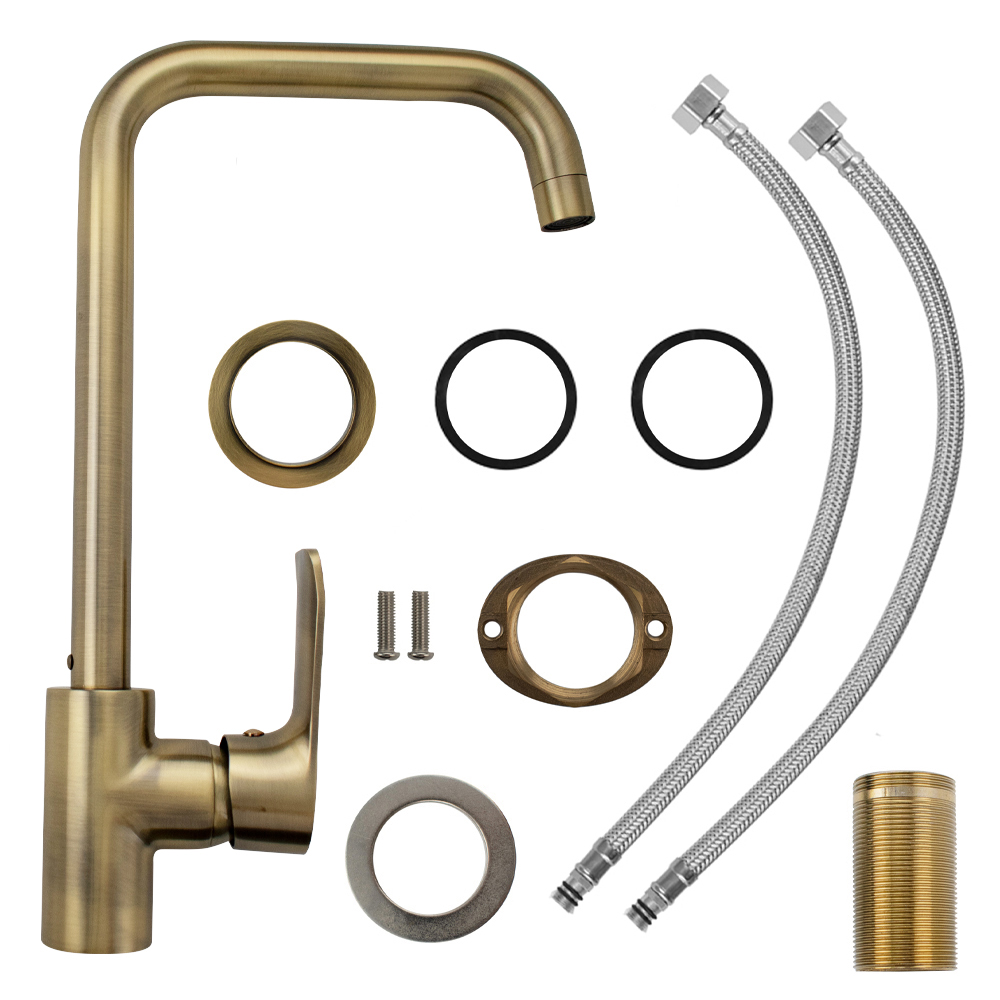 GFmark - Смеситель кухонный, шаровый, боковой, под состаренную БРОНЗУ, код: 5054  - Вид №3