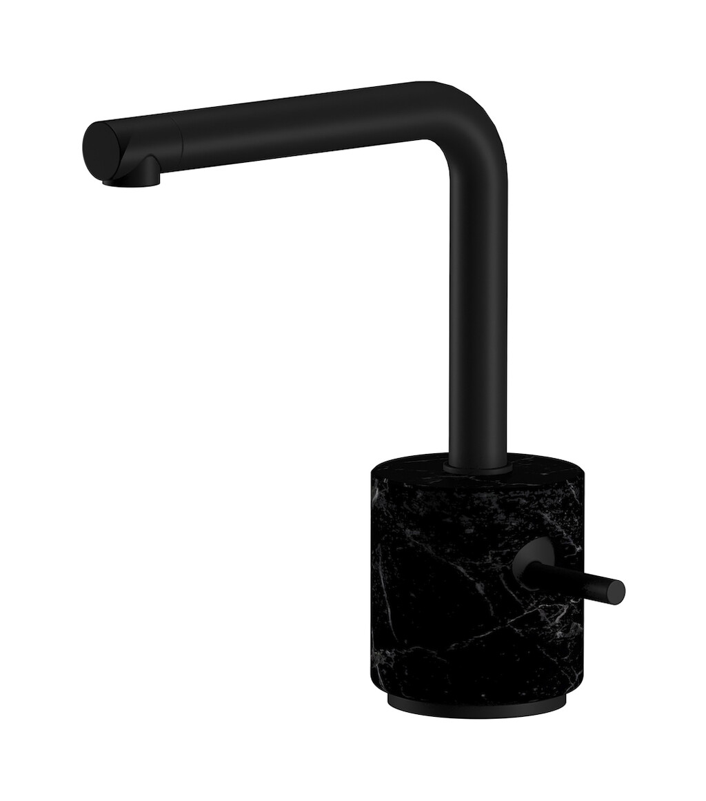 Смеситель для раковины на 1 отверстие в комплекте с донным клапаном WE ARE IB mm200np_2 Matt Black Marmo