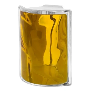 Стеклоблок Vitrablock Волна окрашенный внутри угловой цвет медовый