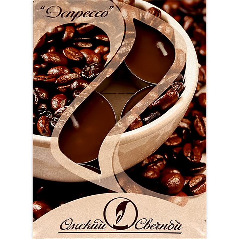 001828 Cвечи в гильзе ароматические 1.6 x 3.8 см 12 г 6 шт. Эспрессо Омский Свечной 