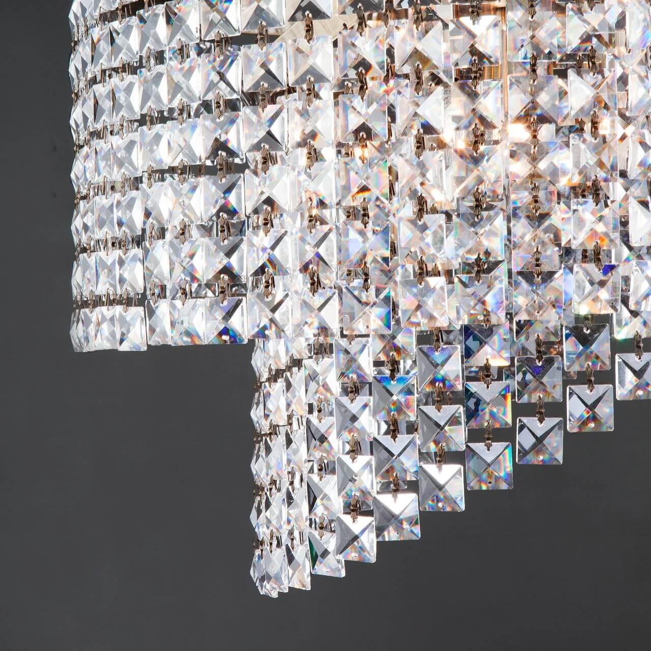 Подвесная люстра Eurosvet Leoni 10090/5 античная бронза/прозрачный хрусталь Strotskis EUROSVET ДИЗАЙНЕРСКИЕ, LEONI 182165 Бронза  - Вид №1