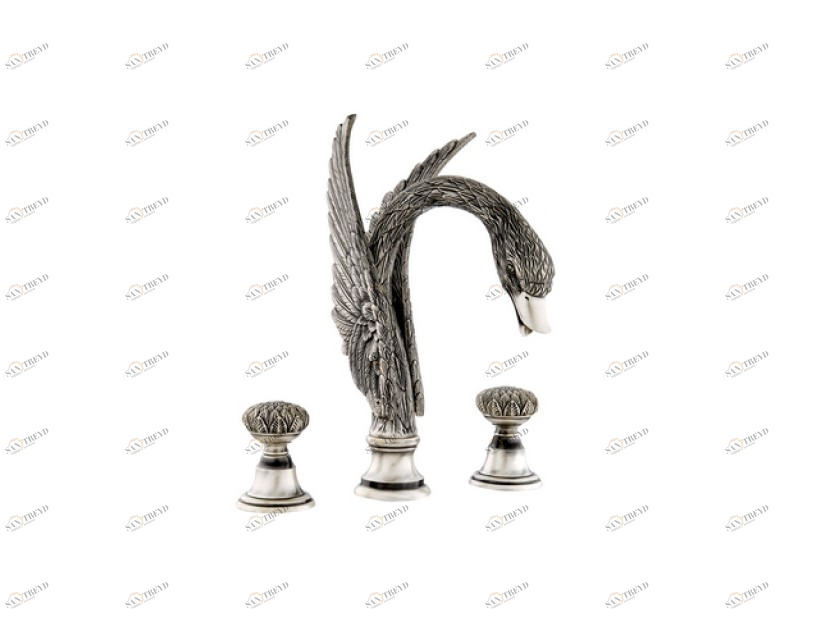 039454.000.16 Набор для ванны на три отверстия Золото 24К с черной патиной Mestre Swan