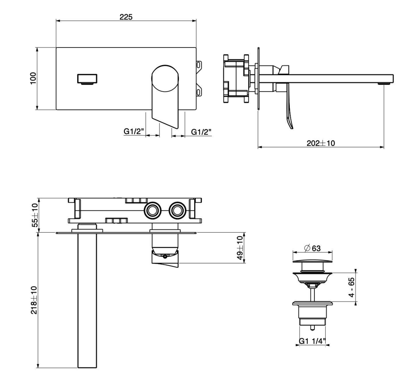 Настенный однорычажный смеситель для раковины GATTONI Puff ARCH-00011899