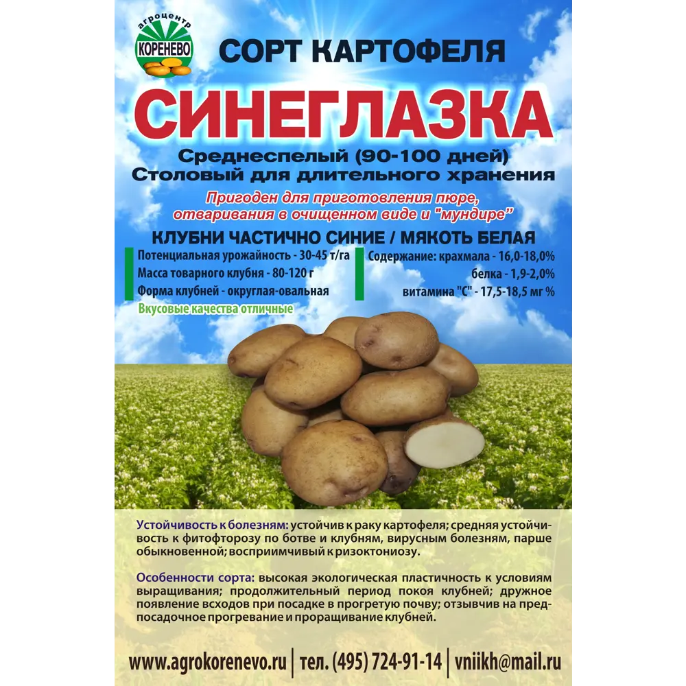 Картофель Синеглазка Суперэлита 2 кг 89459102 STLM-2194847 Santreyd 