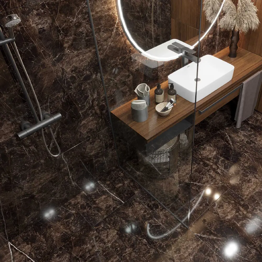 Керамогранит Onlygres Marble MOG401 60x120 см 2.16 м² полированный цвет коричнево-черный 86383168 STLM-2101378 Santreyd