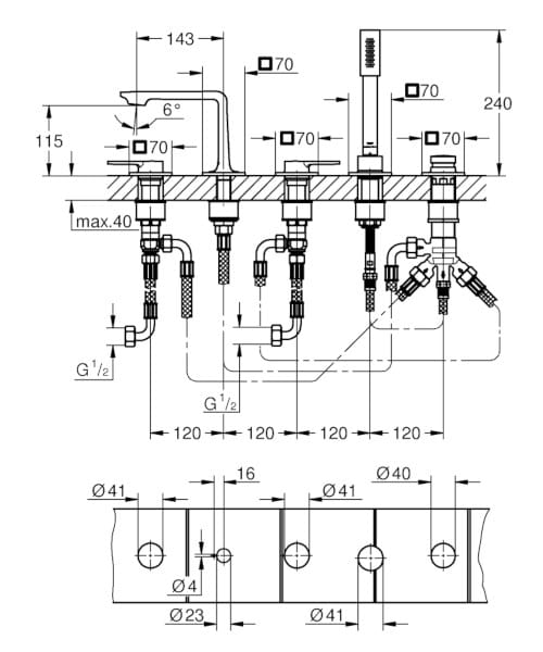 Набор ванн с 5 отверстиями с отдельными розетками Grohe Allure New ARCH-00099508 - Вид №3