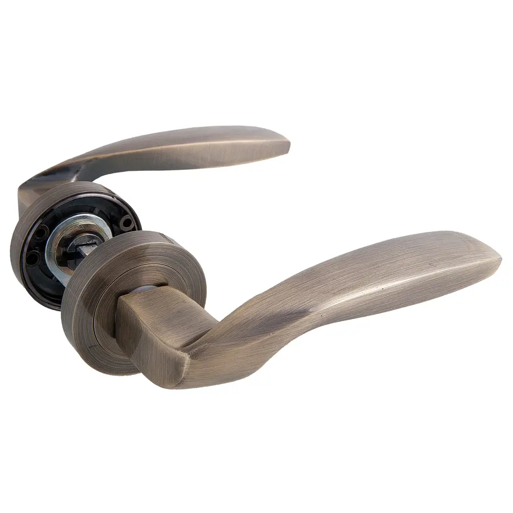 Ручки дверные на розетке Euro AB-045, алюминий, цвет старая бронза STLM-2003027 - Вид №1