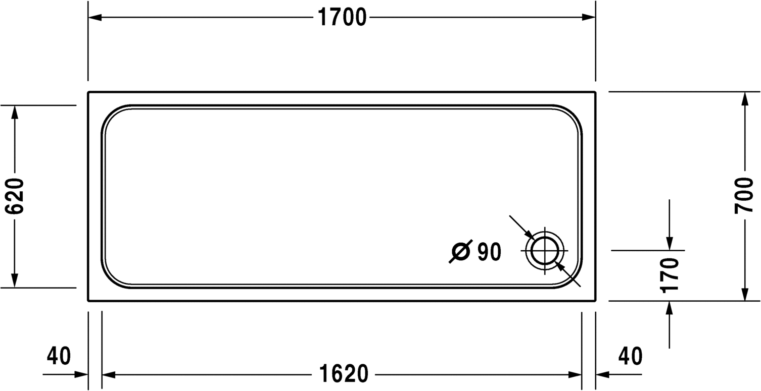 Duravit Поддон для душа прямоугольный из акрила D-code 720096000000000 - Вид №2