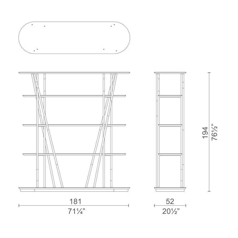 Деревянный двухсторонний самонесущий книжный шкаф CAPPELLINI MILLEPIEDI ARCH-00129199 - Вид №3