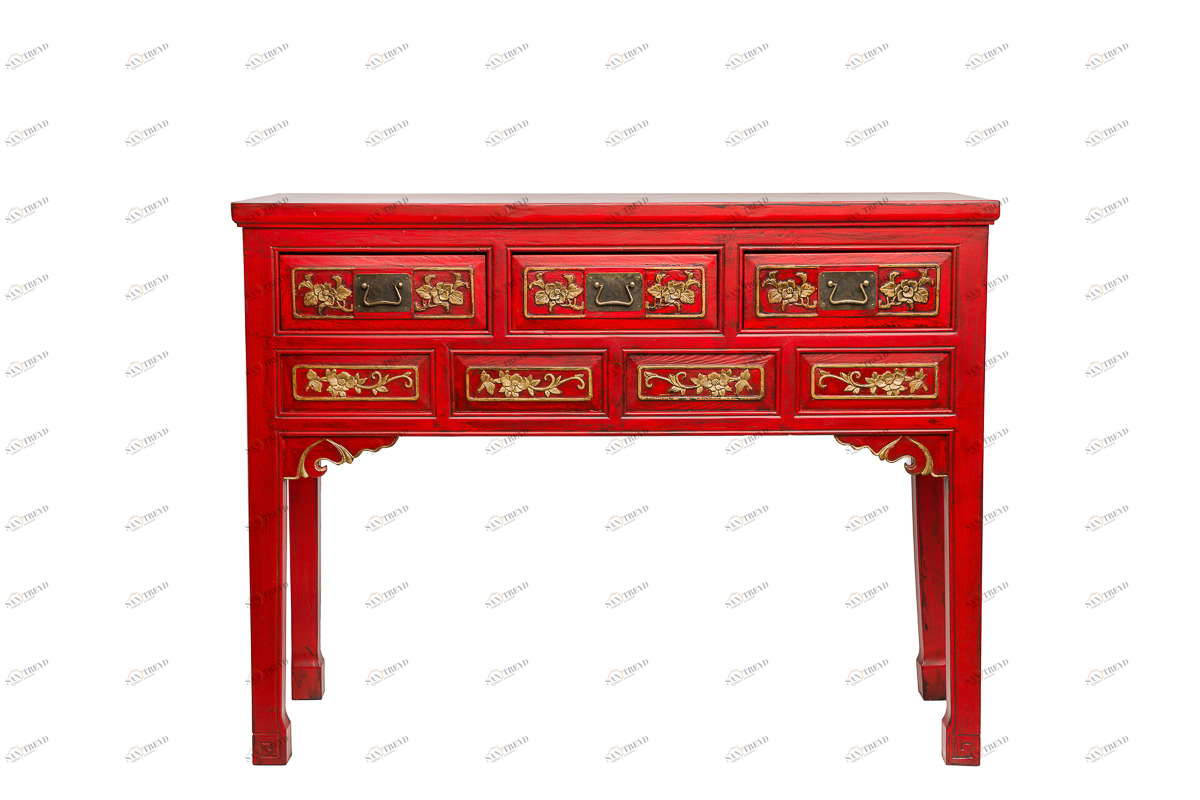 Консоль с ящиками красная "Цзяцзиань" ДОМАШНЯЯ ОБСТАНОВКА  017347 Красный Santreyd 