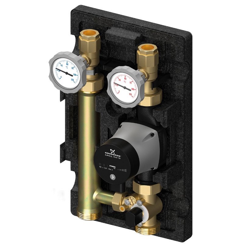 Насосно-смесительный модуль Meibes 1" c насосом Grundfos UPM3 Hybrid 25-70 MK поколение 8 M6683136