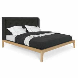 Кровать двуспальная с мягким изголовьем 160x200 темно-серая Fly soft new BRAGIN DESIGN ДИЗАЙНЕРСКИЕ 256413 Бежевый;черный
