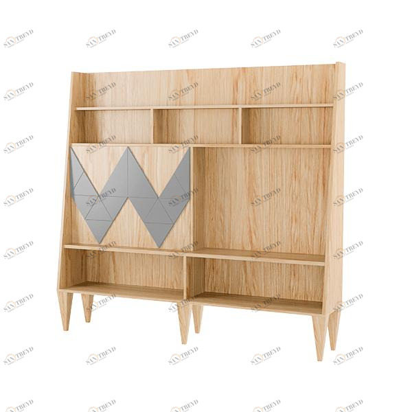 Стеллаж деревянный шпон светло-серый Woo Wall WOODI  00-3966199 Бежевый;серый 