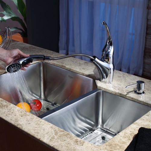 KHU123-32-KPF2210ORB-KSD30ORB Накладная раковина на столешницу  прямоугольная Krausru  - Вид №7