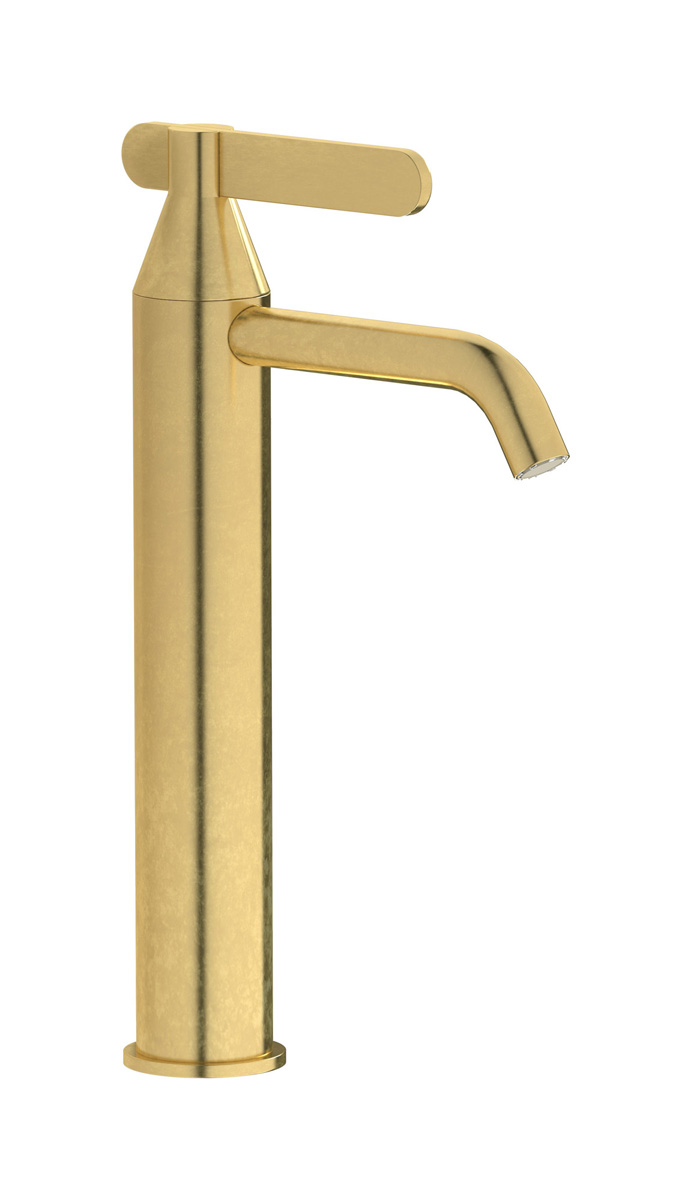 Высокий смеситель для раковины на 1 отверстие в комплекте с донным клапаном WE ARE IB ol202ss Natural Brass Soho