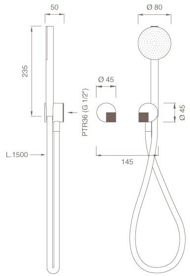Ceadesign Настенный смеситель для ванны / душа с ручным душем Duet Det 71h - Вид №1