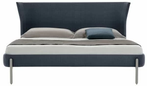 Zanotta Двуспальная кровать из ткани или кожи с высоким изголовьем