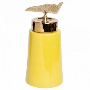 Ваза керамическая с крышкой желтая 16х31 см GARDA DECOR ДИЗАЙНЕРСКИЕ 266919 Желтый