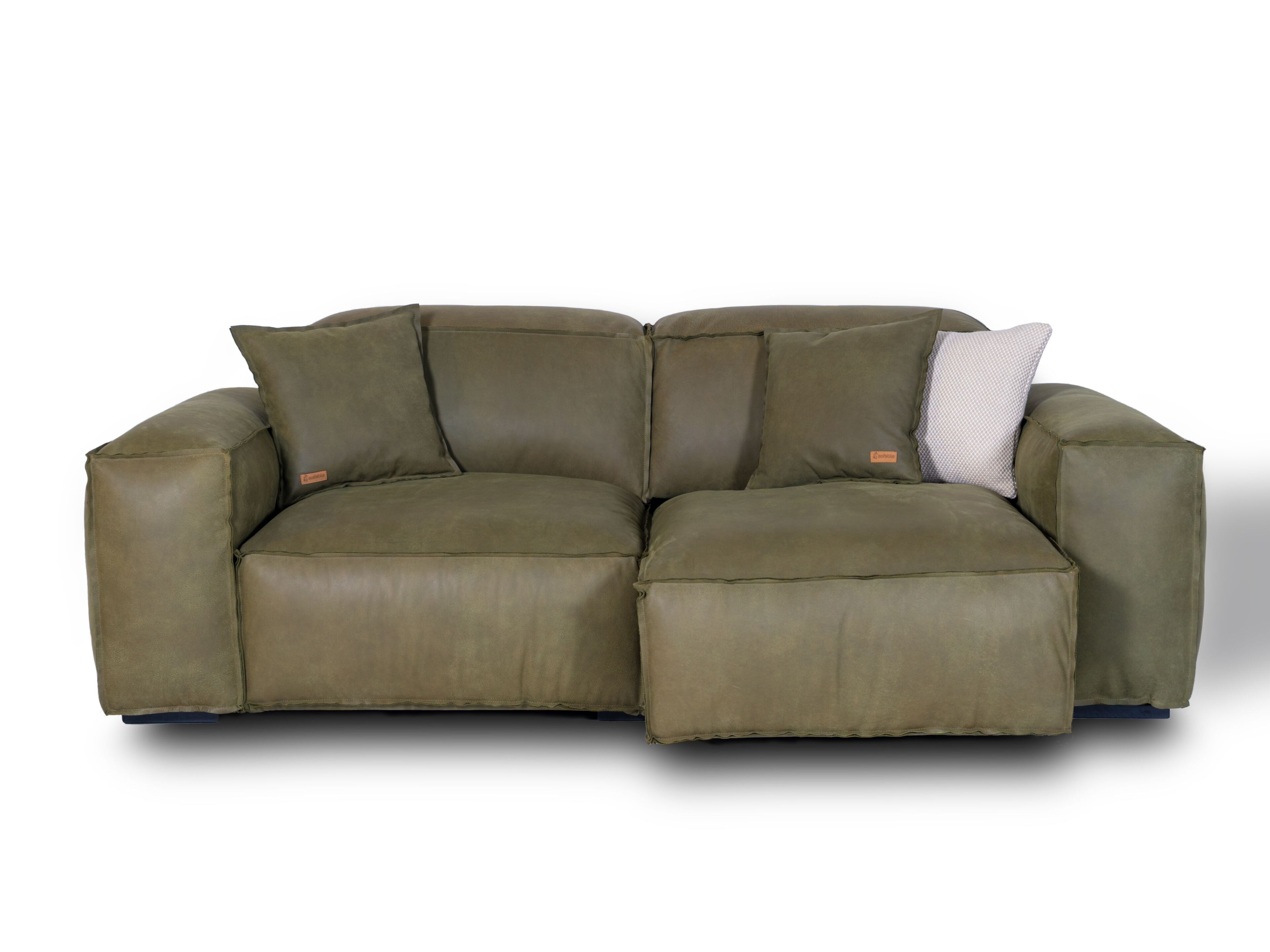 2-местный секционный диван из кожи с эффектом старения Mantellassi 1926 Placido ARCH-00074951