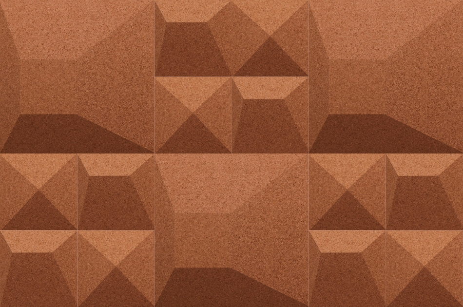 310 111 616 Пробковая 3D-плитка для стен Ramp Terracotta GRANORTE 3DForms - Вид №1