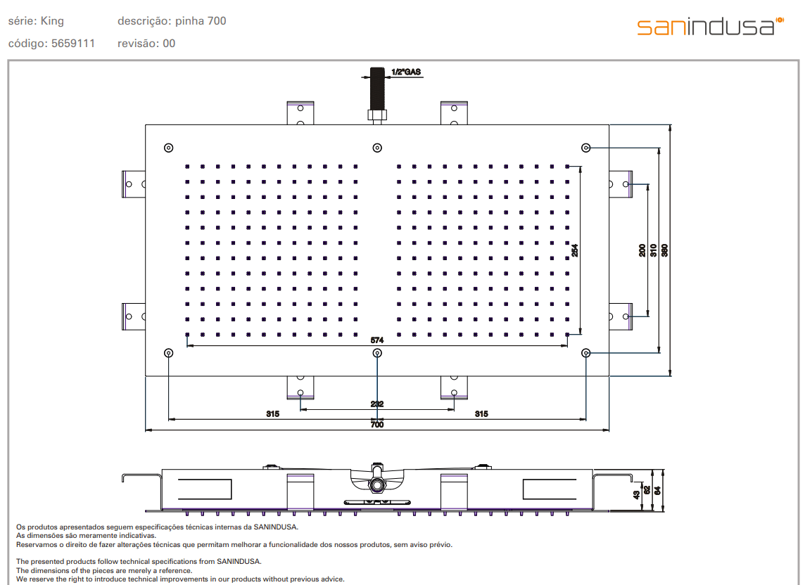 Верхний душ Sanindusa King 5659111 - Вид №1