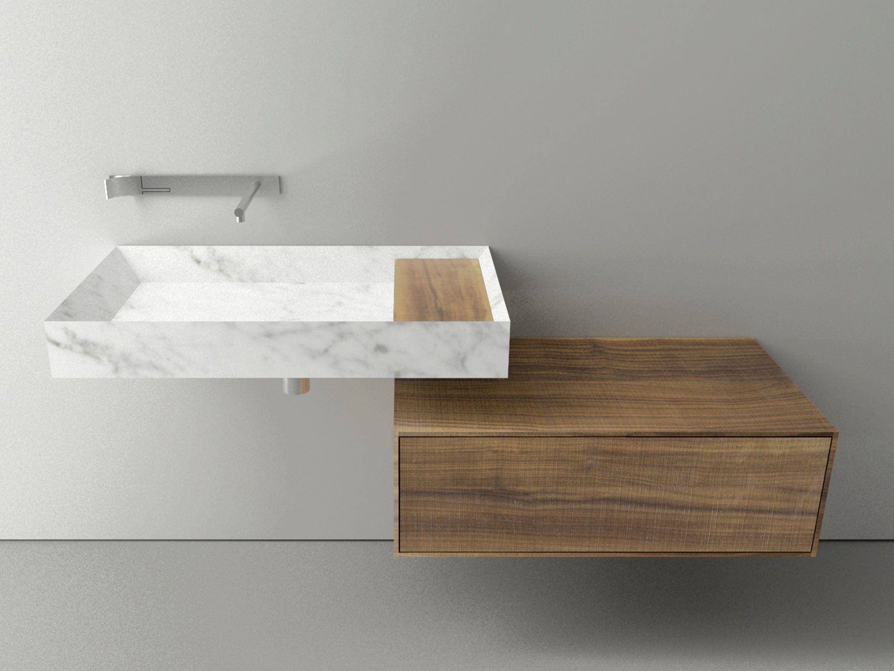 Одиночный подвесной умывальник из каррарского мрамора Boffi A45 STONE ARCH-00030550 - Вид №1