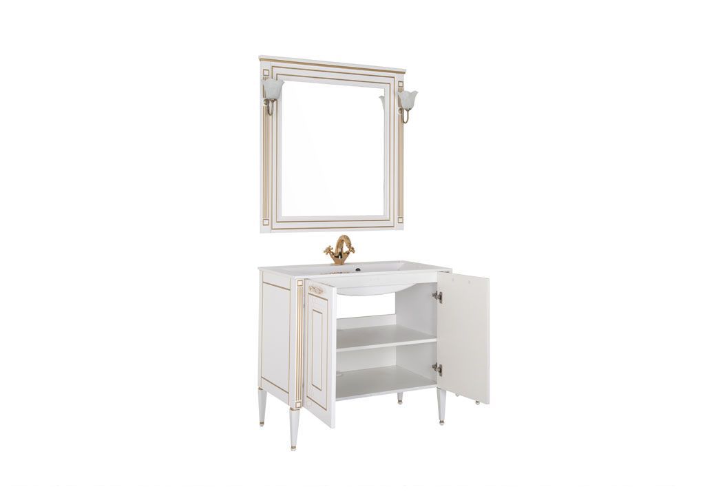 Мебель для ванной Aquanet Паола 90 белый/золото (литьевой мрамор) 00187844 - Вид №1