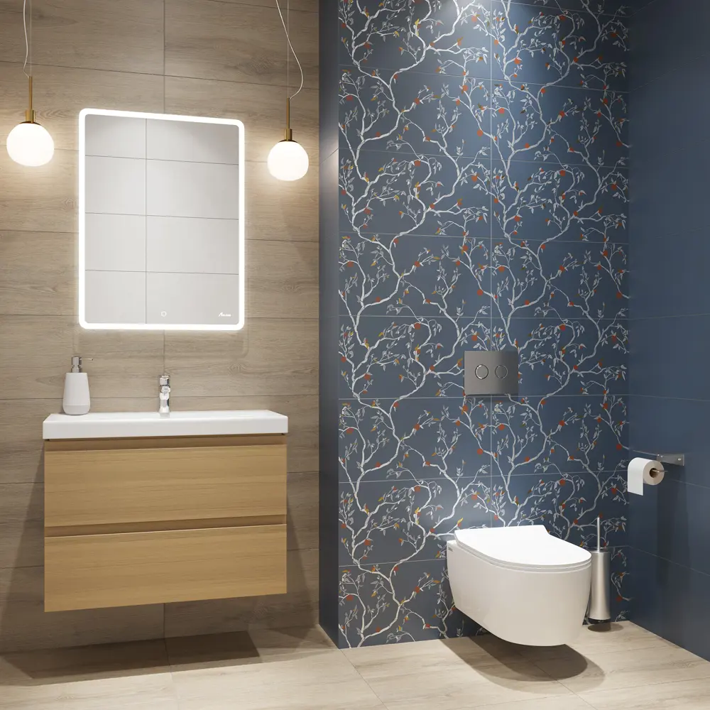 LB Ceramics Моррис: Настенное панно с синим узором из керамогранита 89266129 STLM-0946714 - Вид №5