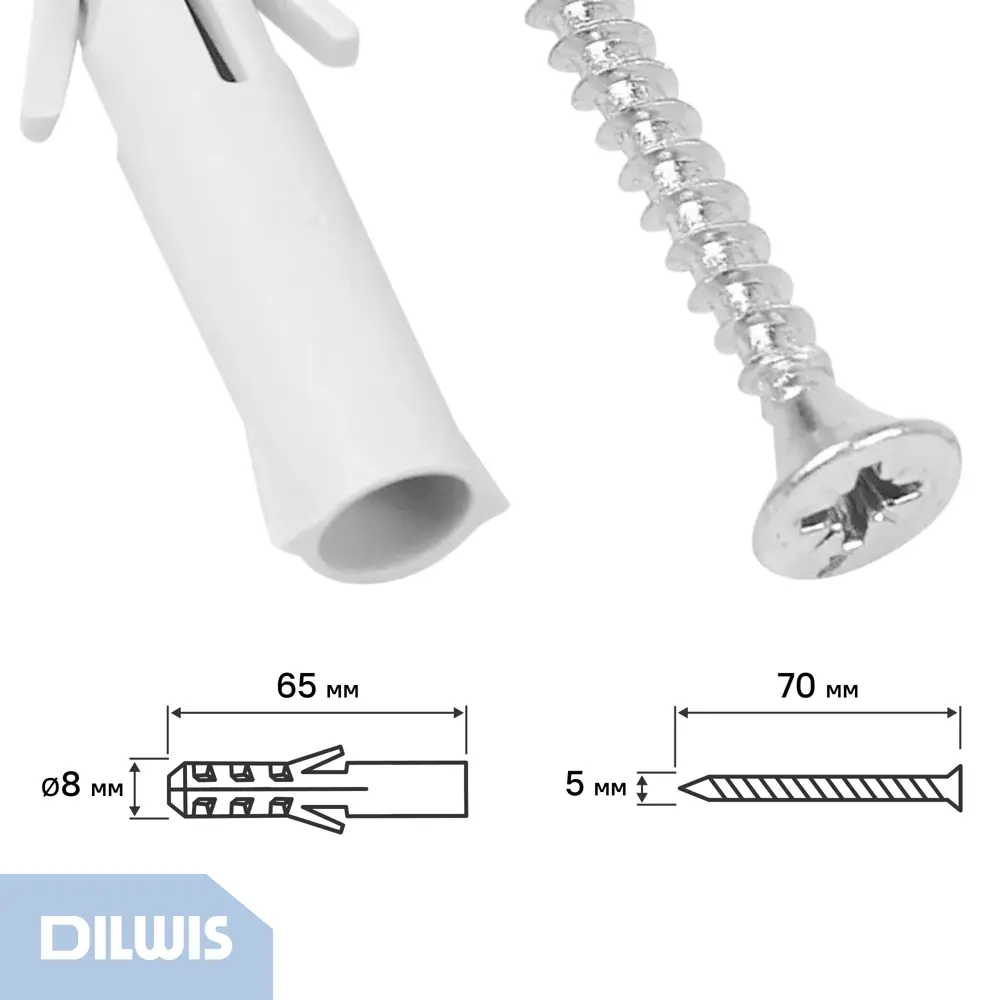Дюбель распорный нейлоновый Dilwis 8x65мм 6 шт. в комплекте с шурупом STLM-2103156 - Вид №1