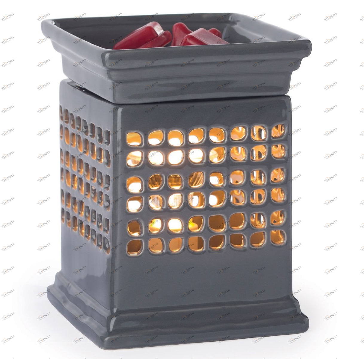 Аромасветильник настольный "Куб" керамика CANDLE WARMERS  268165 Серый 