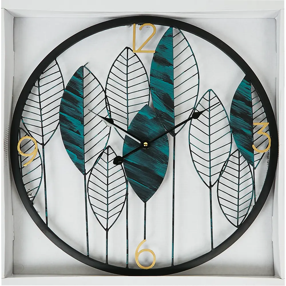 Часы настенные Dream River Листья GH61184 круглые металл цвет сине-зеленый бесшумные ø50 Осень STLM-2003296 - Вид №4