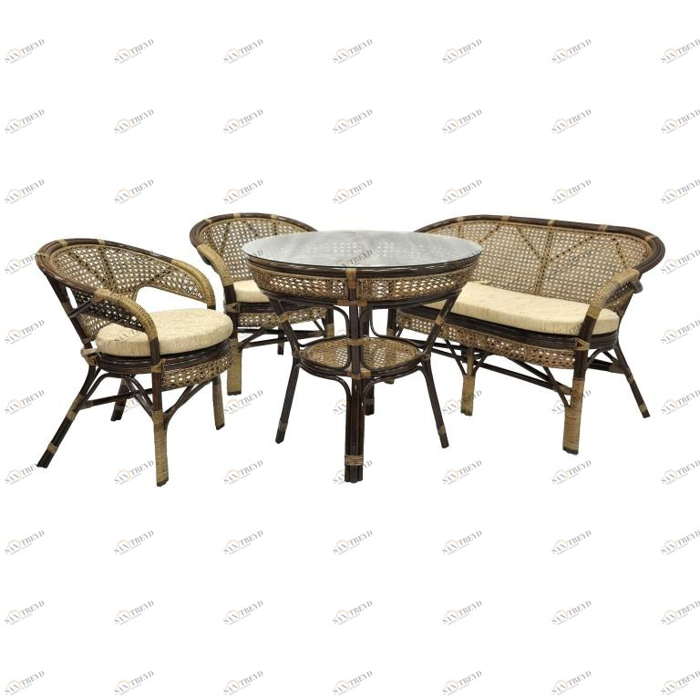 Обеденная группа на 4 персоны коричневая Java-3 ЭКО ДИЗАЙН CLASSIC RATTAN 129630 Бежевый;коричневый 