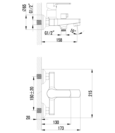 LM1512C Смеситель Plus Grace для ванны LEMARK GRACE - Вид №1