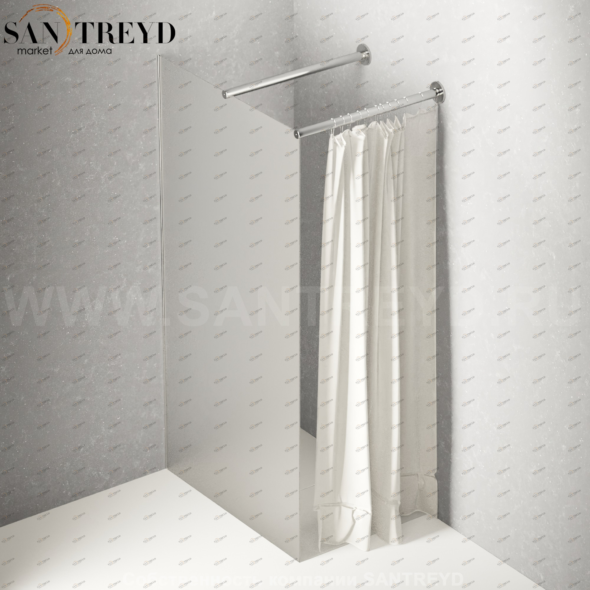 Душевое ограждение FLAT DX подрезаемое, стеклянная со шторкой матовая перегородка с держателем. Размеры: глубина от 70 до 100, длина от 70 до 140 см Agape DXC47010070140TS
