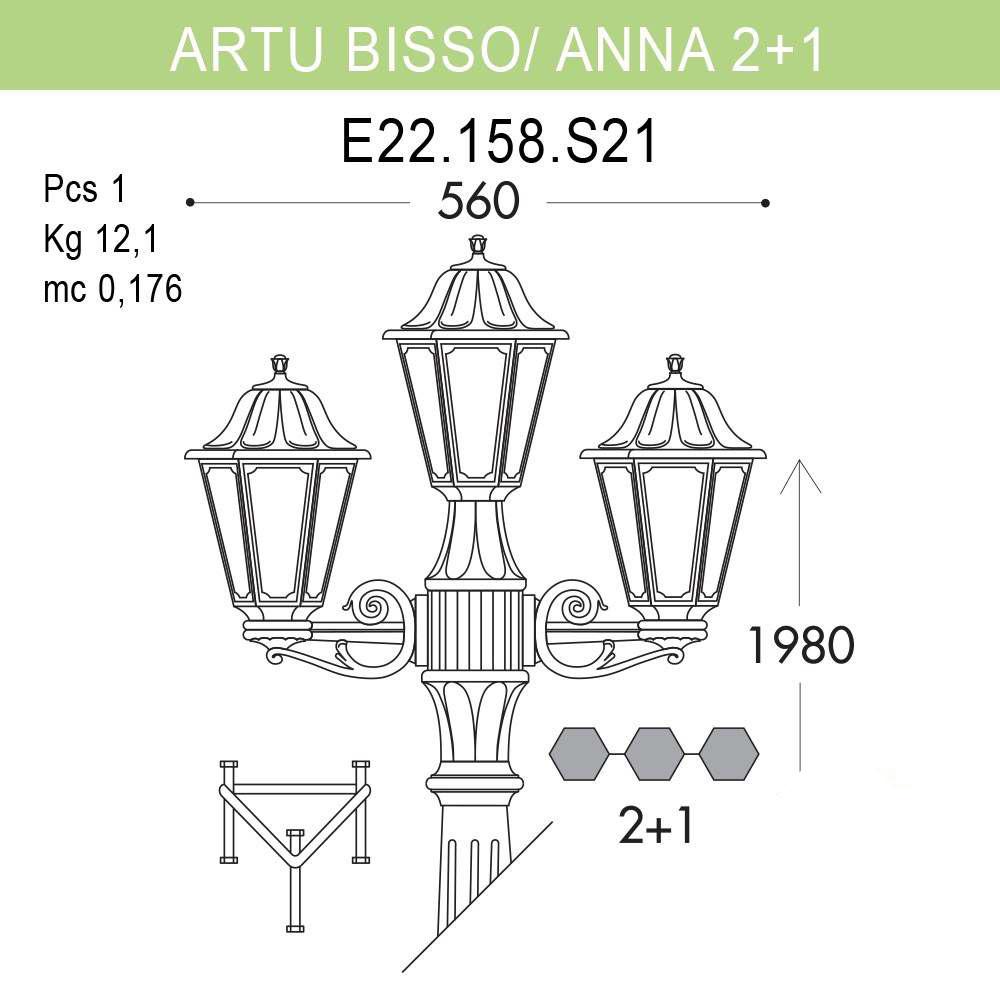 Уличный фонарь Fumagalli Artu Bisso/Anna E22.158.S21.AYF1R FUMAGALLI ФОНАРЬ 268804 Черный  - Вид №1
