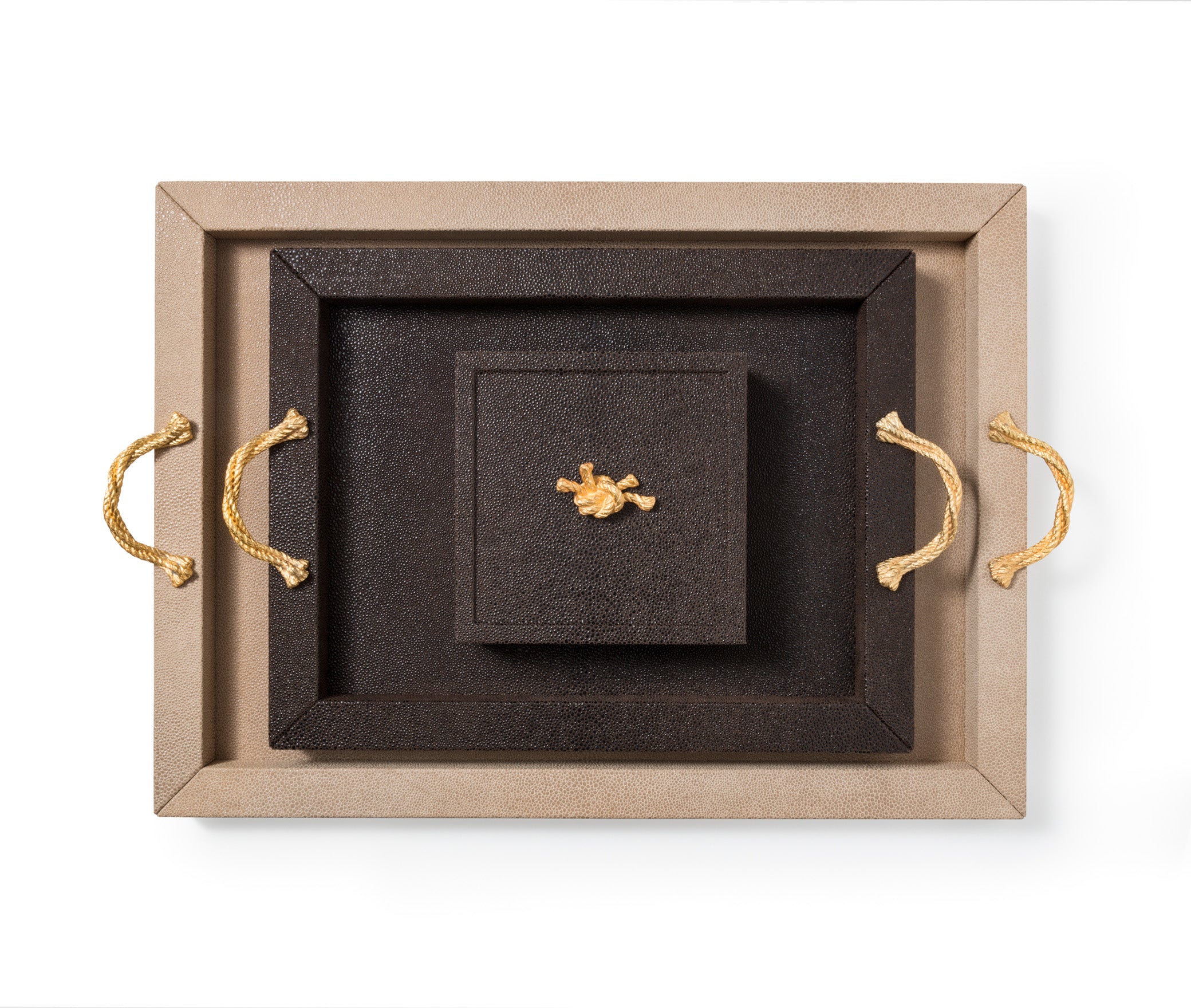 Талия Поднос - 40,5X40,5 см/металл-хром/тканая кожа_кофе Pinetti 00.0119.061.015 - Вид №4