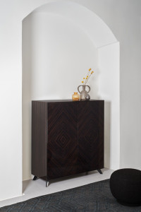 Шкаф из черного дерева с распашными дверцами