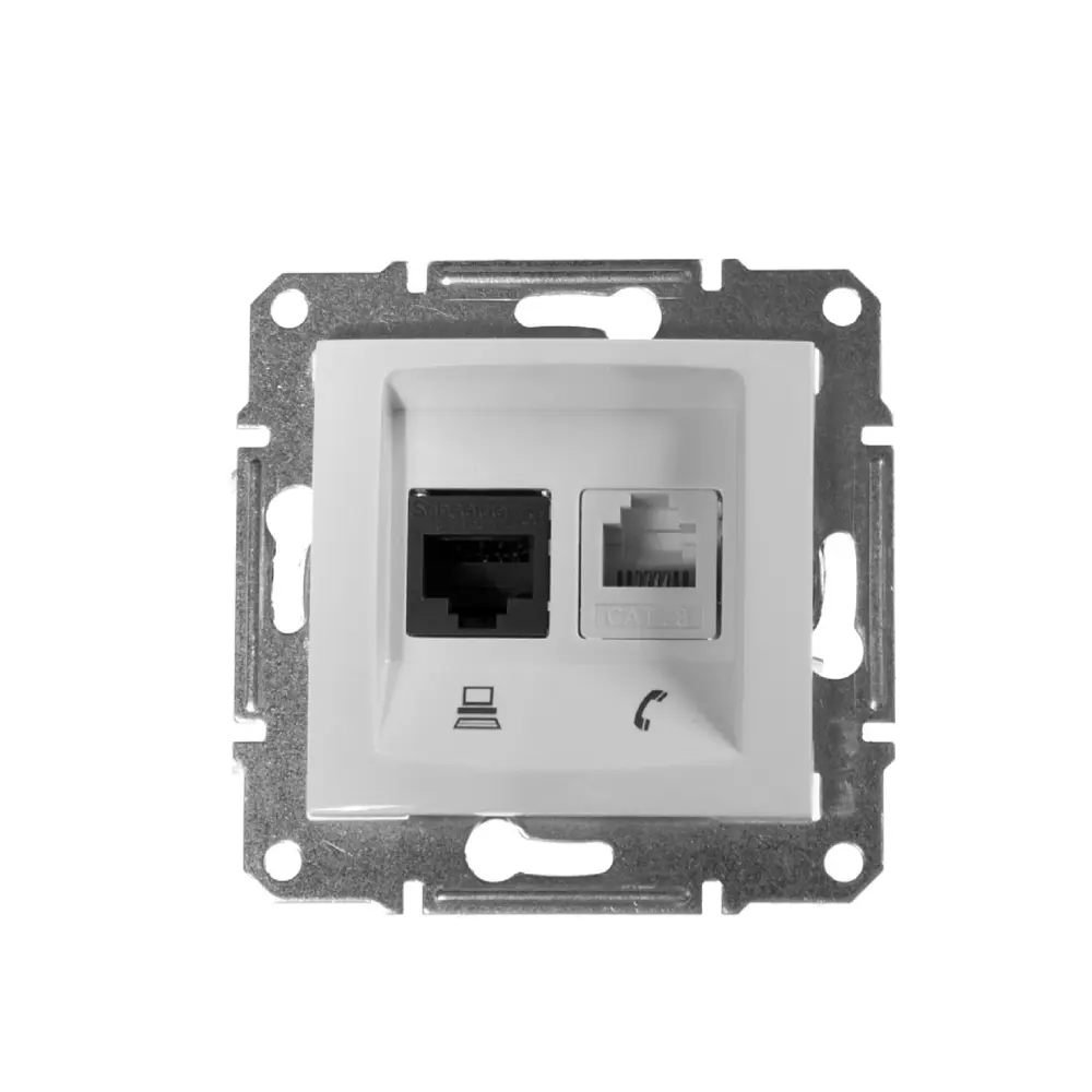 Розетка компьютерная Schneider Electric Sedna, компьютер/телефон, цвет белый 13368912 STLM-2117748