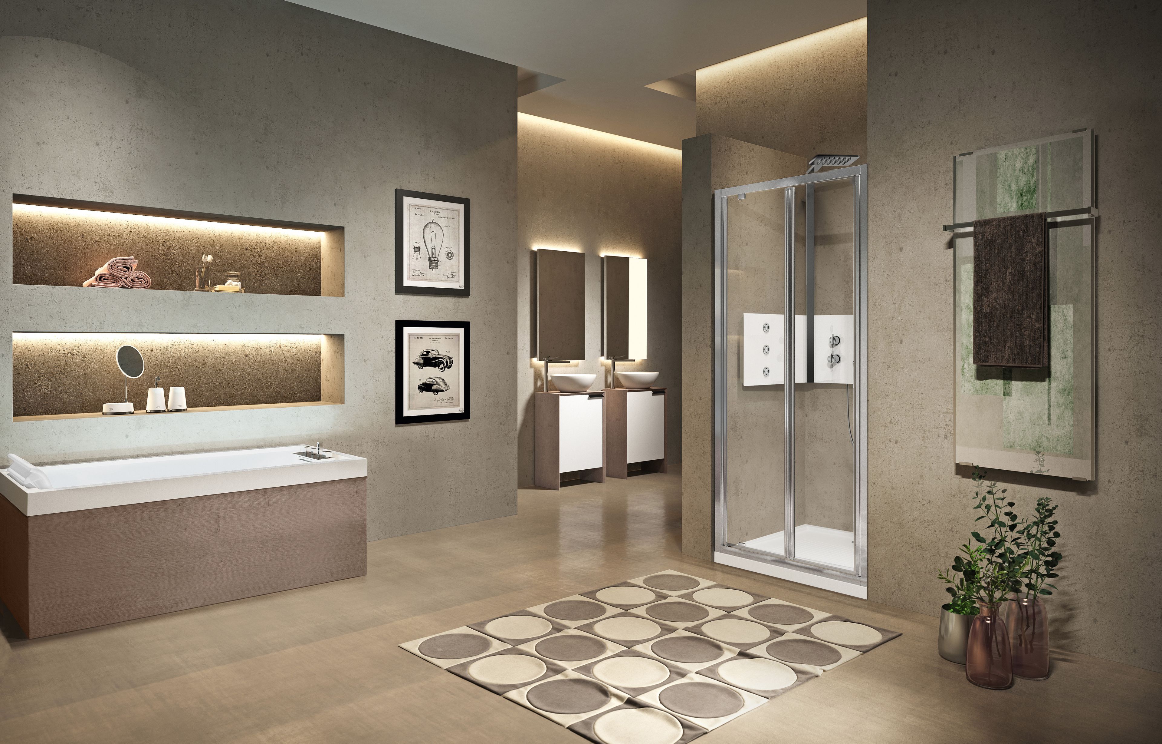 Нишевая душевая кабина с сильфонной дверью Novellini Lunes ARCH-00137698 - Вид №3