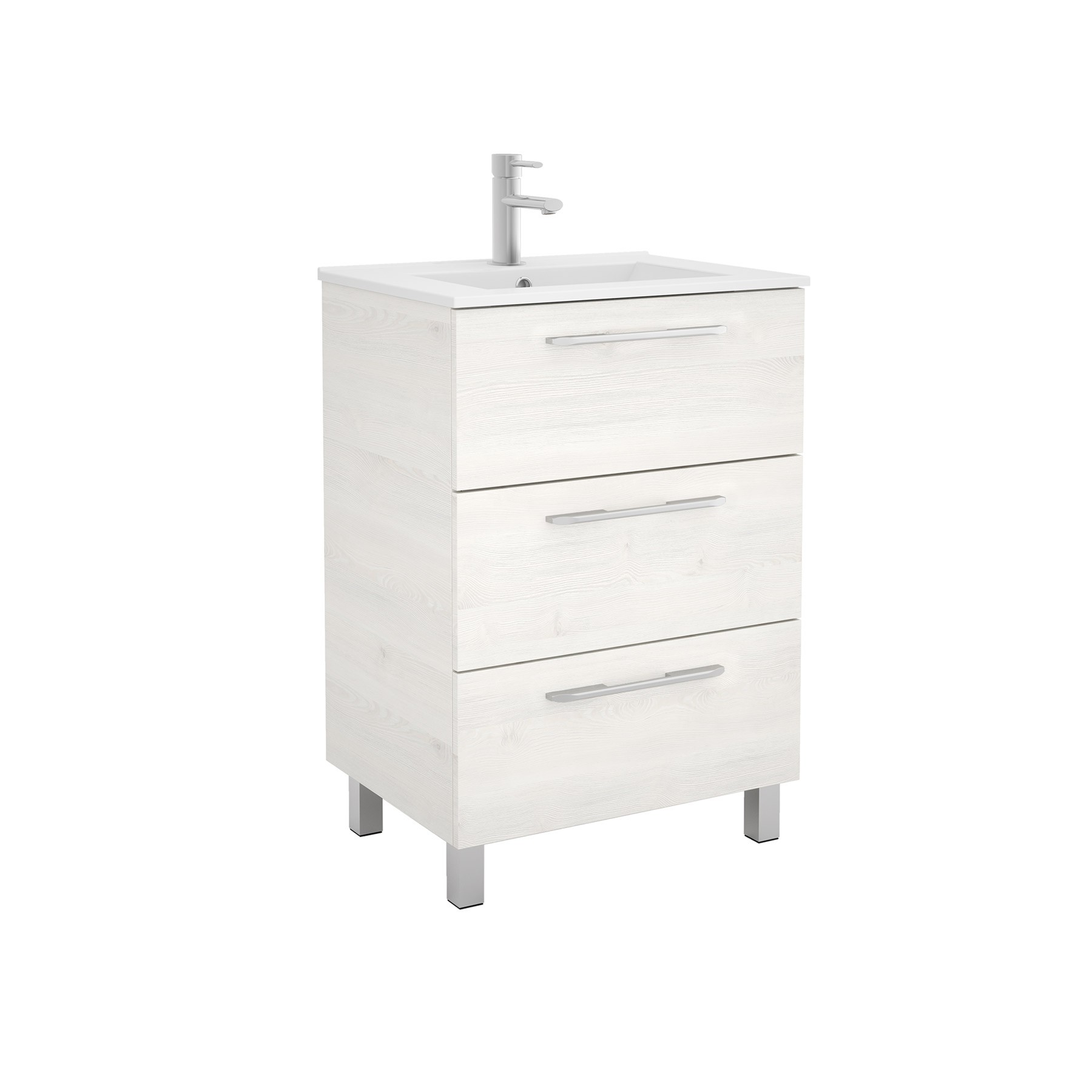 23242 SALGAR Мебель для умывальника FUSSION CHROME 600 SBIANCATO с 3 ящиками 598 x 868 x 450 мм Sbiancato - Вид №1