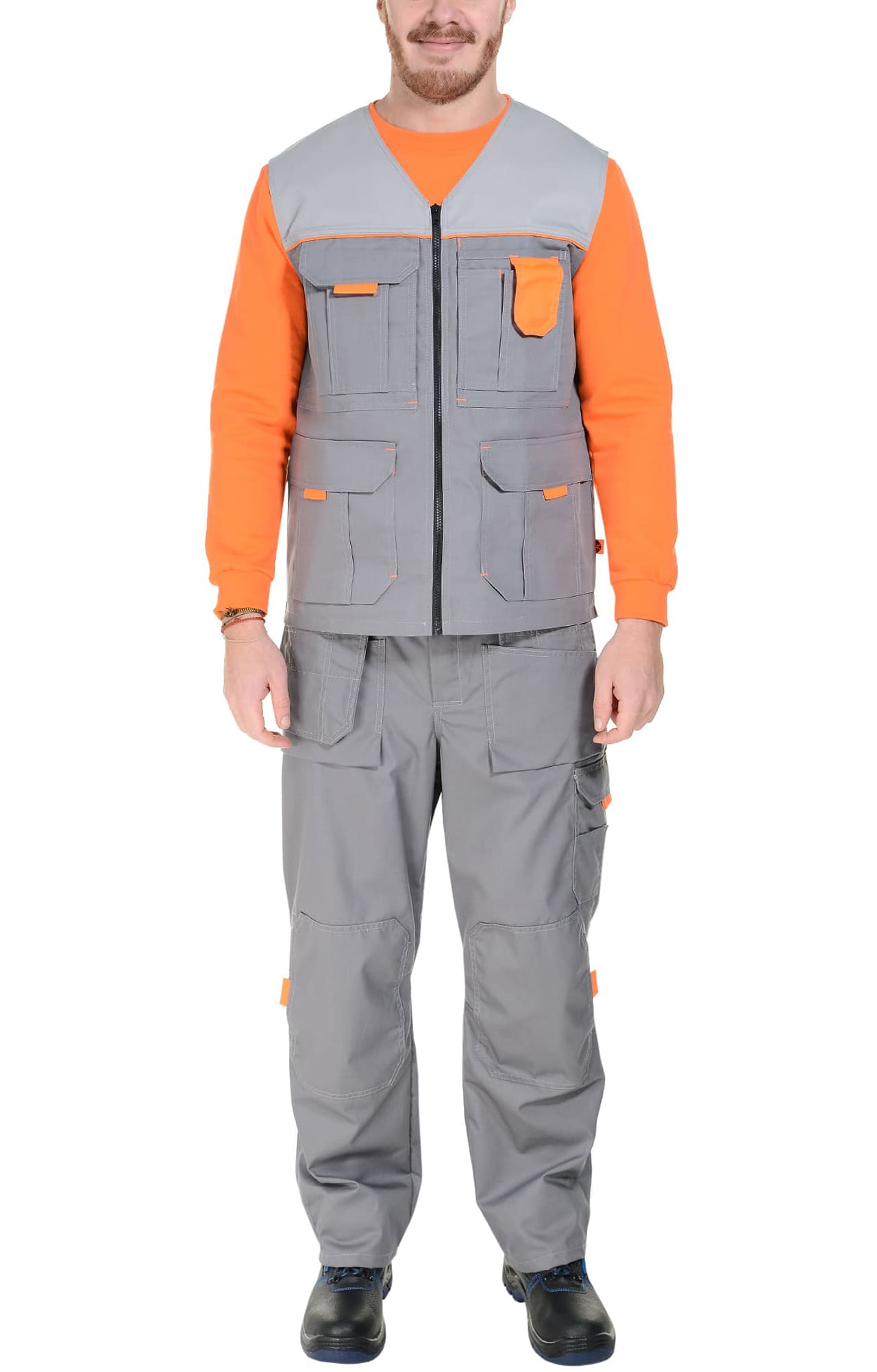 64161 Жилет "Профессионал" темно-серый светло-серый  Летняя спецодежда  размер 64-66/170-176  - Вид №3