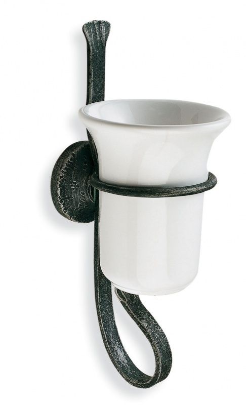 F10(43) Stil Haus Flora, настенный керамический стакан, цвет античный черный Santreyd 