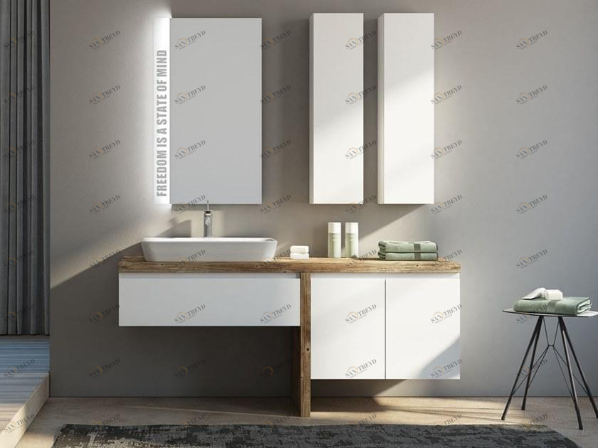 LEGNOBAGNO Одинарная лакированная тумба под раковину из ели с зеркалом Freedom lineare sun-id-1344600