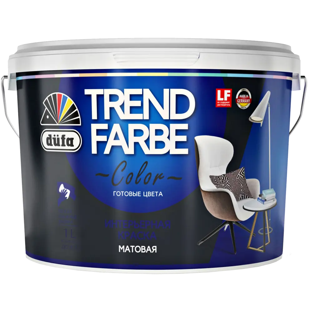 Краска для стен и потолков Trend Farbe цвет Полное затмение 1 л 81970806 STLM-2140520 Dufa  - Вид №1