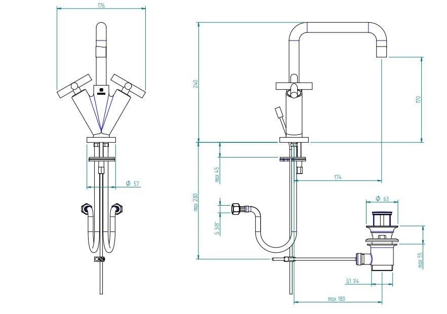 Смеситель для раковины с одним отверстием и отдельными розетками Zazzeri Da-Da ARCH-00064006 - Вид №2