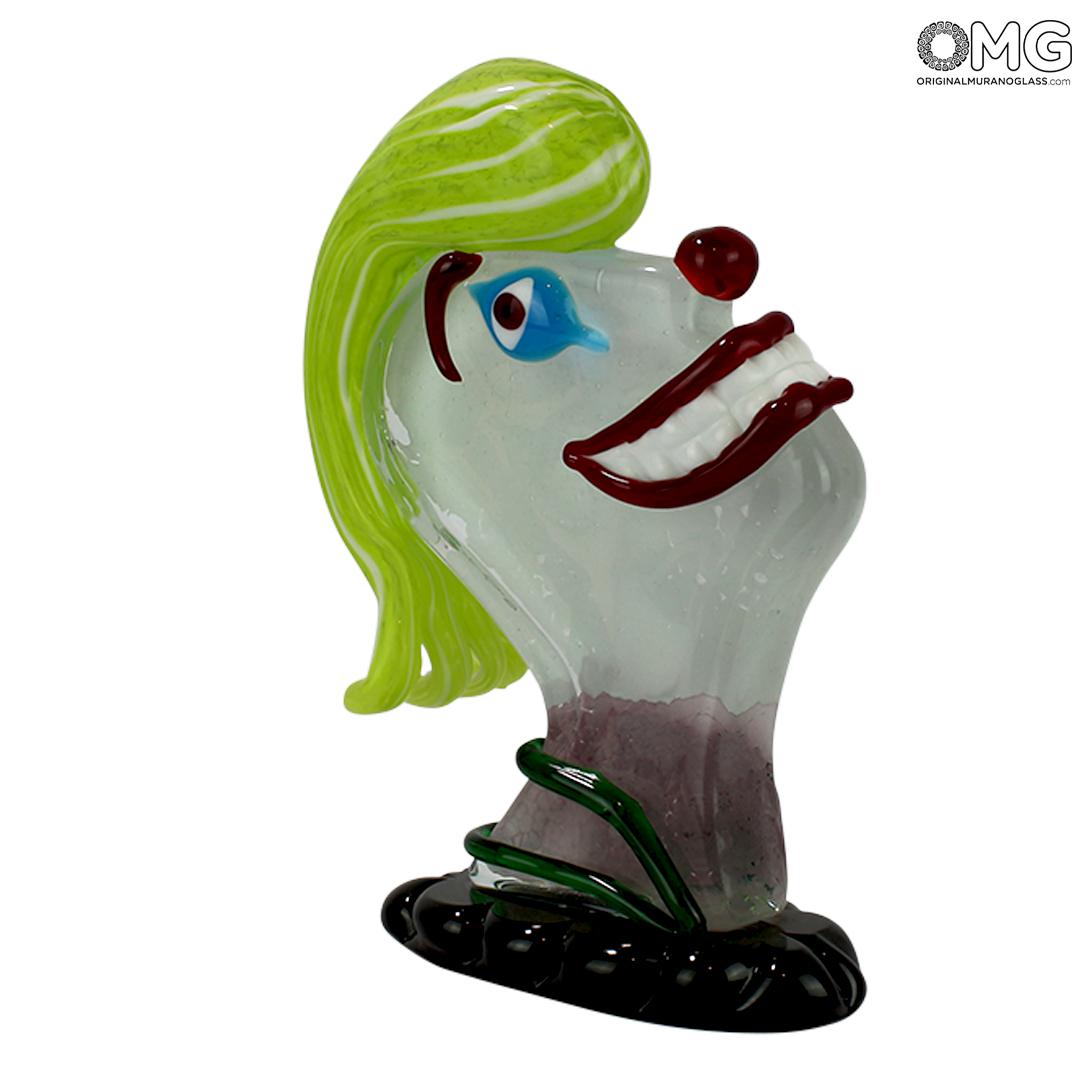 4711 ORIGINALMURANOGLASS Скульптура Голова Женщины - Pop Art - Original Murano Glass OMG 21 см PICASSO - Вид №1