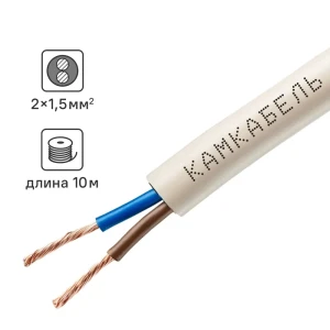 Провод Камкабель ПВС 2x1.5 10 м ГОСТ цвет белый 81933778 STLM-2159840