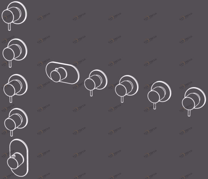 Radomonte Смеситель для душа из нержавеющей стали с 5 отверстиями и переключателем Toki Tki57