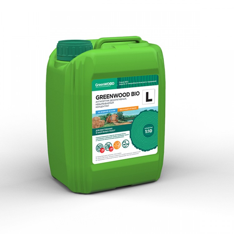 GWB-LK/05 GreenLAB GREENWOOD BIO L Концентрат 1:9, 5 л, антисептик декоративный, несмываемый 