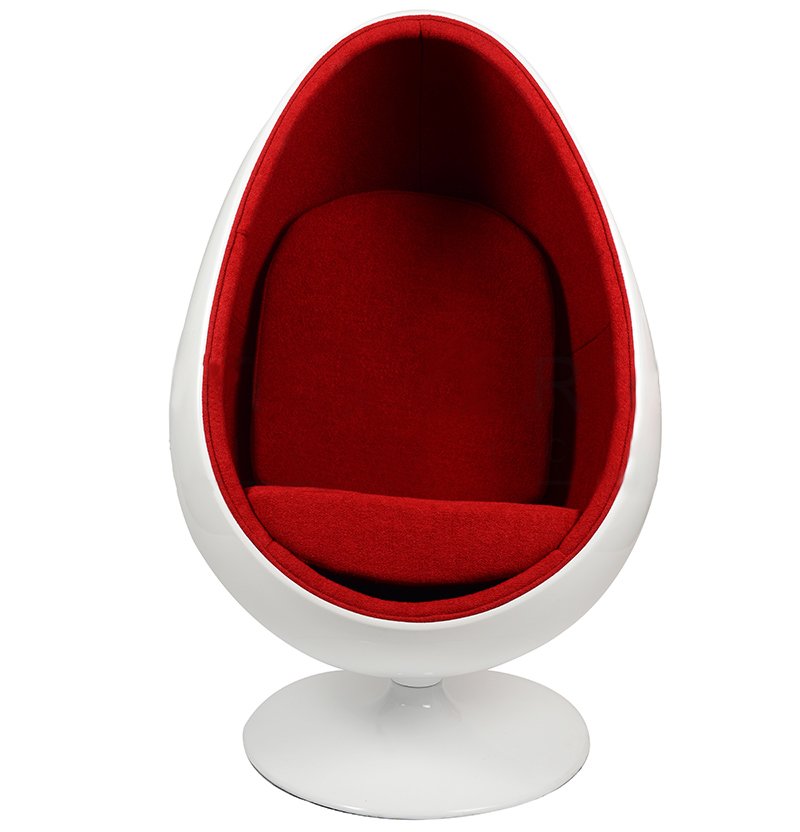 Кресло яйцо белое с красным Ovalia Egg Style Chair SOHO DESIGN ДИЗАЙНЕРСКИЕ, EGG OVALIA 131534 Красный  - Вид №1
